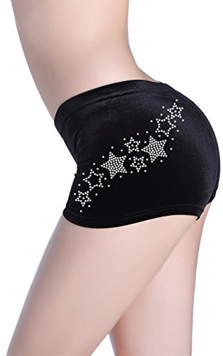 Varsany Gymnastics Personalised Dance Wear Shorts Leotard Pink Hipster Velvet - Stretchy, Breathable Pink Dancing Shorts for Girls, 6-8 Years