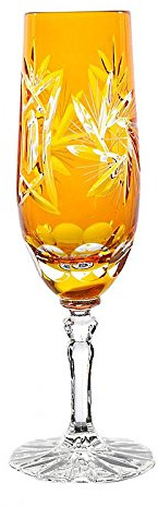 Sektglas Sektkelch Champagnerglas Sektflöte Schleuderstern 180 ml Gelb Handgeschliffen Kristallglas