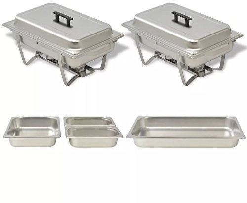 Festnight Calentador de Comida para Buffet 2 Piezas - Material de Acero, 605x360x300 mm