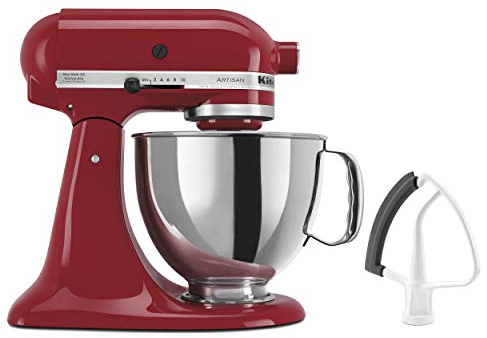 KitchenAid Value Bundle Artisan Series 5 Quart Tilt-Head Stand Mixer with Included Flex Edge Beater, KSM150FEER, Empire Red