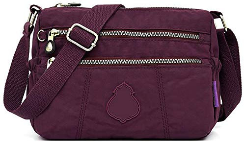 GFM® NCB-6 Damen-Umhängetasche, wasserdicht, Nylon, für Reisen, Urlaub, Alltag, S1-1217-ghjmn-purple, Small