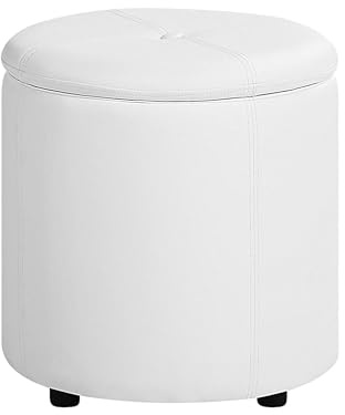 Beliani Eleganter Pouf aus Kunstleder in Weiß mit praktischem Stauraum Maryland