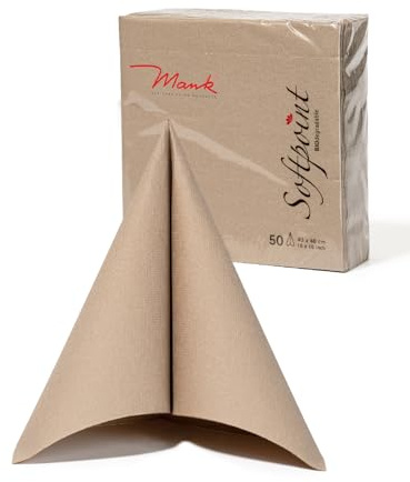 Mank Servietten Softpoint 2-lagig 40 x 40 cm 1/4 Falz, soft wie Tissue und stabil wie Airlaid, praktische Einmal-Serviette mit Softpoint Prägung, 50 Stück | (Beige Grey)