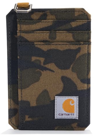Carhartt Men's Front Pocket Wallets, Durable Canvas Or Leather With Money Clip Wallet, Nylon Duck (Blind Duck Camo), One Size UK