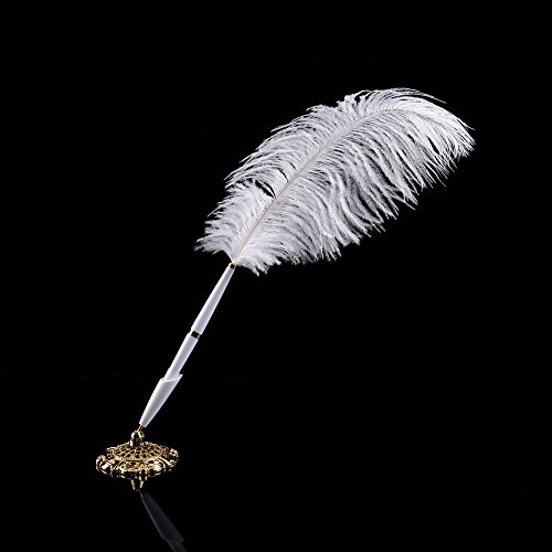 Tiiyee Pluma De BolíGrafo, Vintage Pinta Antique Feather Pen Antigua Escritura Metal Gifts Calligraphy Set Avestruz Naturales Caligrafía Plumas Exquisita Personal Decoración Escritorio