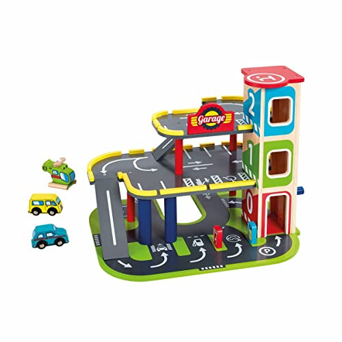 Early Learning Centre Wooden Garage Playset - For Children 3+ With Wooden Cars & Ramp