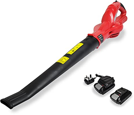 RocwooD Cordless Leaf Air Blower 20V Garden Dust Hand Held Powerful Leaves Lawn Garage Sweeper Lightweight Debris Deck Patio Electric 2 x Battery And Charger