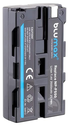 Blumax Akku kompatibel mit (Blackmagic NP-F570) Sony NP-F550 NP-F530 | 3500mAh - LG Zellen - auch für Blitzgeräte Videoleuchten Fieldmonitore