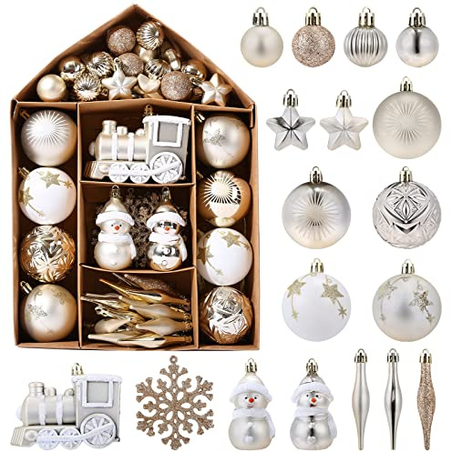 LEMESO 70pcs Weihnachtskugeln Christbaumkugeln Kunststoff Weihnachten Kugeln Weihnachten Deko Anhänger Weihnachtsbaumkugeln für Weihnachtsbaum deko