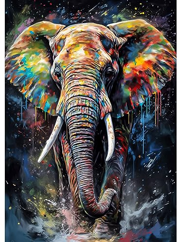 MXJSUA 5D Gehender Elefant Diamond Painting Set für Erwachsene, Diamant Painting Bilder als Geschenk, Diamond Painting Zubehör Kits für Home Deco (30x40cm)
