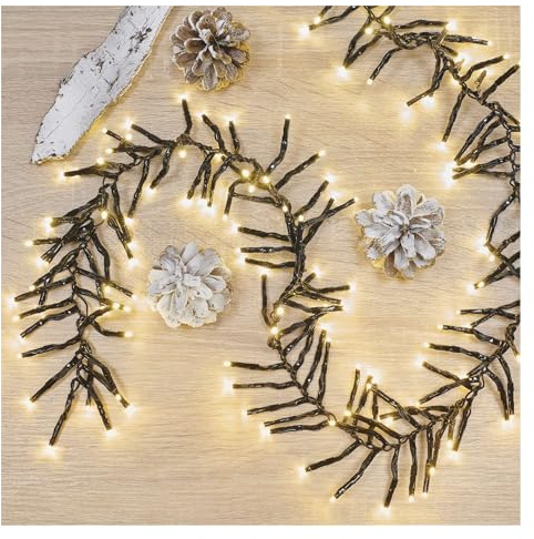 EMOS LED-Lichterkette Cluster warmweiß für Innen und Außen, 7,2m lange Weihnachtslichterkette IP44 mit 960 LEDs + 5m Zuleitung und Netzteil, effektvolle Lichtmodi, für Party, Weihnachten, Deko