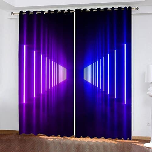 Vorhang Blickdicht Gardinen Mit Ösen - 2 Stücke 170(B) X200(H) cm Verdunklungsvorhänge 3D Schöne Neon Ideen Muster Thermovorhang Für Kinderzimmer Schlafzimmer Weihnachtsgardinen