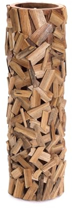 CREEDWOOD Boden SÄULE Vela | 79x26cm (HxL), Teakholz | Holz Säule, Treibholz Vase, Windlicht Säule, Deko Teak Säule, Bodenleuchter, Blumen Säule, Boden Vase