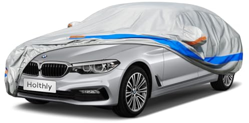 Holthly Autoabdeckung Wasserdicht Atmungsaktiv,Auto-Abdeckplane für Vollgarage,Regen,Sonne,Staub und UV-Schutz.Autoplane passend für Audi A8,BMW 7er,Jaguar XJ,usw. 3XXL.