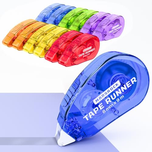 Marsrock 12 Stück klebe roller,fotokleber doppelseitig selbstklebend 8mmx9m,scrapbooking zubehör, Klebemaus Kit für fotos,journal,scrapbook,geschenke einpacken,bastel zubehör