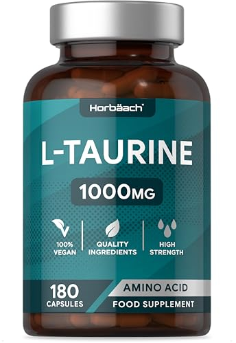 Taurin Kapseln 1000mg pro Tag | 180 Aminosäure Stück | für 3 Monate | L-Taurine Amino Acid Capsules | Alternative zu Pulver oder Tabletten | Hochdosiert | von Horbaach