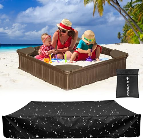 flintronic Sandkastenabdeckungen, 200x200cm Wasserdicht Sandkasten Abdeckung, Wasserabweisend Winddicht Schutzhülle, Oxford-Stoff Grün, mit Kordelzug sandkasten