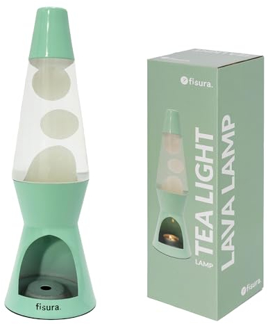 Fisura Lava Lamp with Candle. Electricity-Free Lamp. Eco-Friendly Motion lamp. Original Gift. Measurements: 29 centimetres x 8.5 centimetres (Candle, Mint)