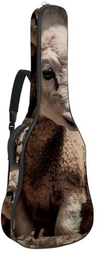 Große schöne Tasche für Akustikgitarre, wasserdicht, mit schützender Schwammschicht, mehrere Taschen, Vintage-Schaf-Muster, Mehrfarbig Nr. 04, 42.9x16.9x4.7 in, Gitarrentasche