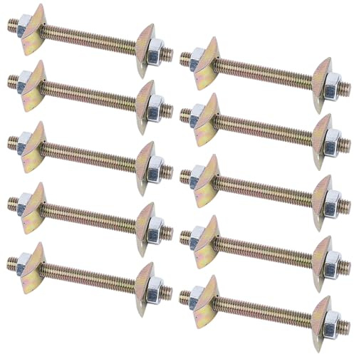 10 Set Countertop Connector Bolts, M8 x 80mm Table Top Fasteners Furniture Bolts Nuts Hardware, Carbon Steel Connecting Kit for Bed Frames, Butcher Blocks, Tables