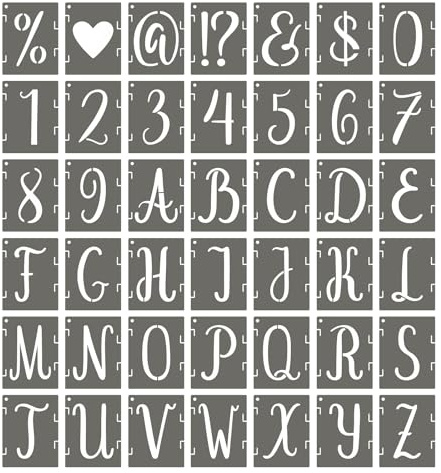 PATIKIL 5,1 cm Alphabet-Buchstaben-Schablonen, wiederverwendbar, Kunststoff, digitale Vorlagen, Buchstaben, Zahlen, Symbol, ineinandergreifend, für Bastelarbeiten, Holz, Tür, Veranda, Wand, Weiß, 42