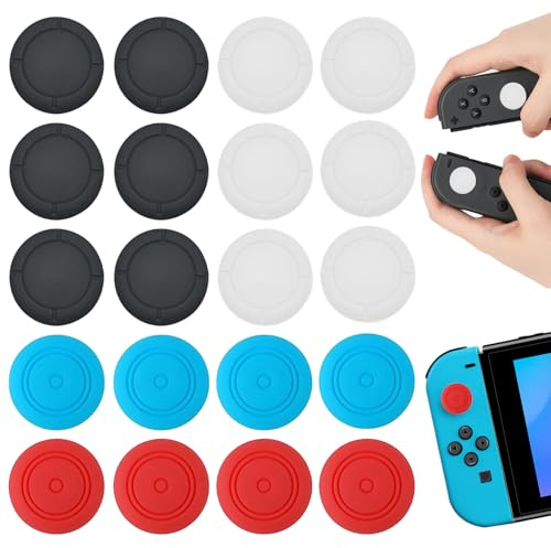 Joystick Kappen 20 Stück Kompatibel Mit Ps5 Controller Stick Aufsätze Kompatibel Mit Switch Joystick Kappen Mehrfarbige Kipphebelabdeckung Für Einfache Installation (Schwarz/Weiß/Rot/Blau)