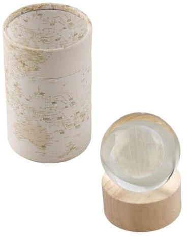 Generico Mappamondo Vetro 6 cm su Base Legno LED in Scatola Regalo BOMBONIERA