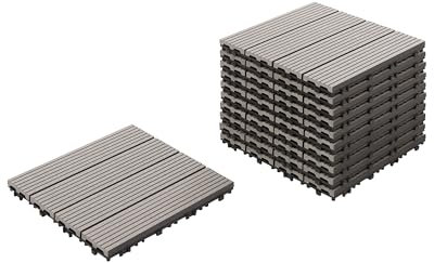 WPC Terrassenfliesen 11er Set 30x30 cm Holzoptik grau Klicksystem Ateleta
