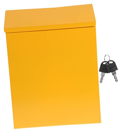 SHINEOFI Fer Boîte aux Lettres Jaune, Boîte à Suggestions, Murale, Verrouillable, Grosse Capacité, Simple et Généreuse, pour Bureau