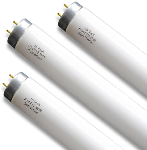 Valoisa 15 Inch F14T12/WW, 14 Watt T12 Soft White Fluorescent Bulb,G13 Base,2 Pack | F14T12 14-Watt,14 3/4-Inch T12, Under Cabinet Light Bulb, 3000K, G13 Base, 2 Pack