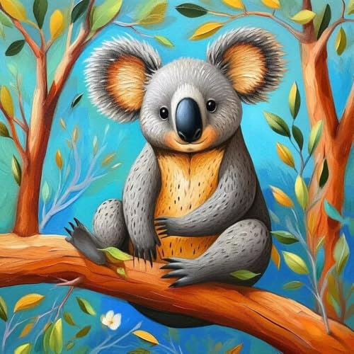 Malen Nach Zahlen Erwachsene Cartoon Koala, DIY Kreativ Set Erwachsene, 100x100cm Malen Nach Zahlen Kinder und Anfänger, mit Pinseln und Acrylfarben Handgemalt Ölgemälde Leinwand, Gifts Decor D-882