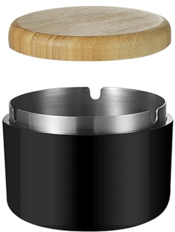 hanlongyu - Cenicero de cigarrillos para exteriores con tapa, moderno cenicero decorativo sin humo, soporte para ceniceros de plástico con forro interior de acero inoxidable, ceniceros a prueba de