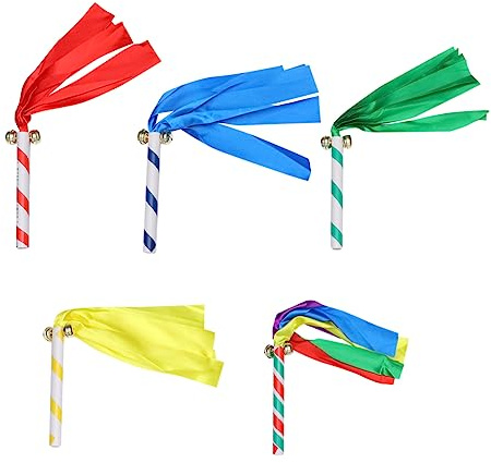 BESTonZON 5 Stück Teiliges Cheerleading Pom Poms PVC mit Glöckchen Farbenfrohe Sport und Party Requisiten für Veranstaltungen für Schulwettbewerbe und Tanzaufführungen