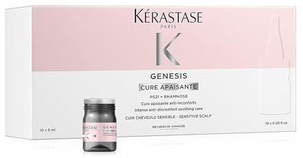 Kérastase Genesis Apaisant Cure, Beruhigende Intensivkur für sensible Kopfhaut zur Beruhigung bei Juckreiz, Reizungen und Entzündungen, Sofortige Wirkung, Schützt vor äusseren Einflüssen, 10x6 ml