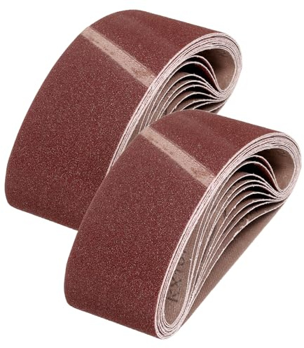 sourcing map Nastri abrasivi in ossido di alluminio, grana 40/60/80, per lavorazione del legno, lucidatura dei metalli, affilacoltelli, 100 mm x 533 mm, 24 pezzi