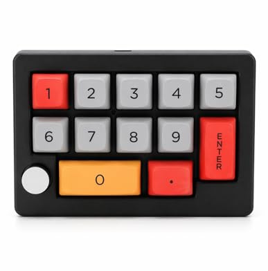 Plyisty Mechanischer Numpad mit 12 Programmierbaren Knopfs, RGB -Backbeleuchtung USB -Kabelnummernpolster, Numeric -Tastatur -Stützknopfkontrolle (Black)