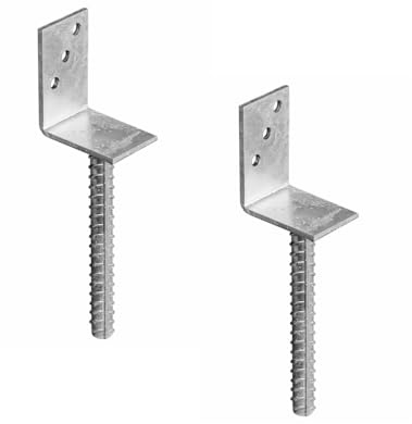 Set L-Pfostenträger 6x8x30 cm – Stahl verzinkt mit Riffelstahl-Dolle (30 cm) – passend für Zaunpfosten 9x9 cm (2)