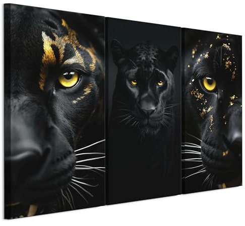 LUMASOUL Wandbilder 3er Set für Wohnzimmer Tiere 120x80 cm | 3-teiliges Leinwandbild für Schlafzimmer, Flur, Büro und Küche