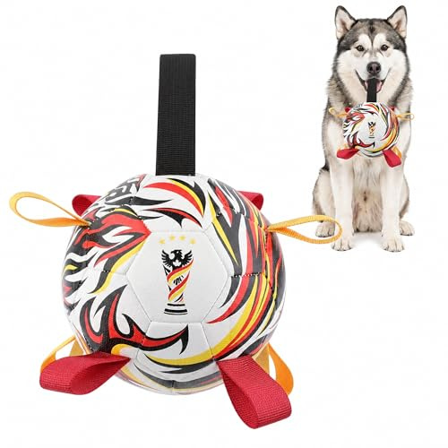 Kylinsure Hundefußball mit Seil, 18,5 cm Hüteball, Interaktives Hundespielzeug Schwimmender Ball mit hohem Sprungvermögen. Langlebiges Spielzeug für Innen & Außen, Hunde.
