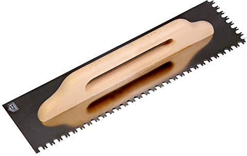 Karl Dahm Cazzuola dentata Ideal Medi I con dentatura 8/10 mm e larghezza di lavoro 500 mm, spatola con piacevole manico in legno, per una perfetta creazione di letti adesivi – 11785