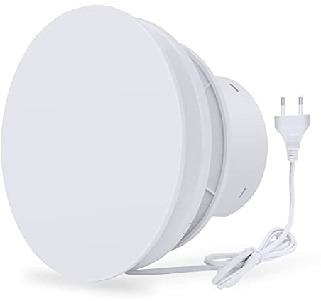 Extractor de aire 100mm 95m³/h, ventilador de ventana y de pared para cocina baño invernadero y garaje, con válvula antirretorno y motor de rodamiento de bolas blanco