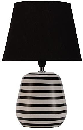 Pauleen 48214 Lampe à poser Dressy Sparkle max. 20 Watt fait main noir, blanc Lampe de chevet aspect naturel en tissu, céramique E14