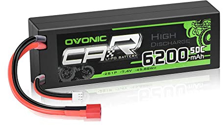 OVONIC 2s Lipo Akku 6200mAh 7,4V 50C mit T Stecker Hardcase Lipo Batterie Zellen für RC Truck Truggy