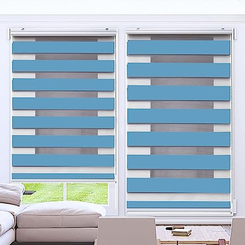 Lamellenvorhang Jalousie Jalousette 40 x 150 cm Sichtschutz,Einfache Montage Rollo Faltrollo Jalousette Inkl. Aller Montage-Teile für Fenster und Türen, Blau