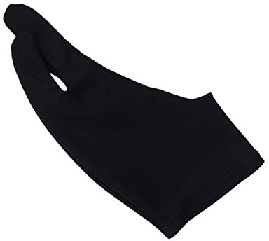 Didiseaon Two Finger Painting Glove Anti-Fouling Spandex Sketch Glove for Tablet Drawing Medium Size (Black)