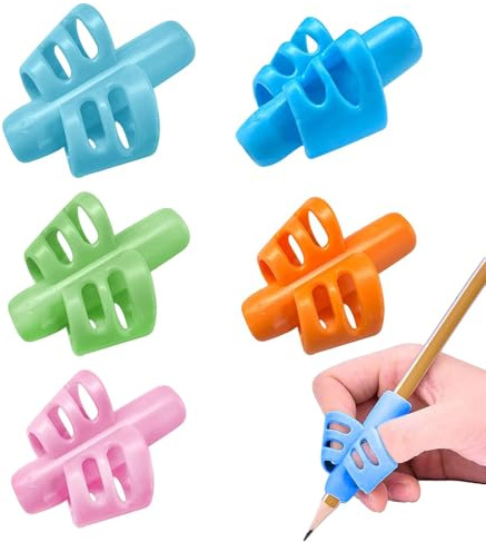 Impugnature per matita,Impugnature in gomma da 5 pezzi per matite - Strumento di correzione a postura 'impugnatura per la scrittura a mano dei bambini, aiuto ergonomico per la scrittura per destri e m