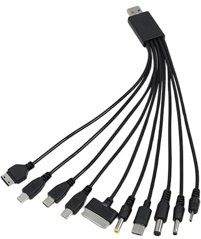 NGUIT 10-in-1 Universal Multiple USB Charger Cable All‑in‑One Multi | Charging Cable with 10 Adapters for iPhone/Samsung Galaxy/Huawei/OnePlus/Kindle/LG/Android, Compact High‑Speed Data Solution