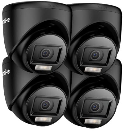 ANNKE Confezione da 4 telecamere di sicurezza 1080P HD TVI per la casa con visione notturna a colori, per esterni e interni, 1920TVL, IP67, impermeabile, sorveglianza CCTV Dome, con doppia luce