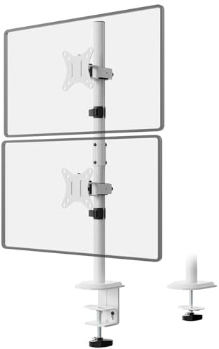 Monitor Halterung 2 Monitore, Extra hohe 80cm Pole Vertical Stack Bildschirmhalterung für 17-32 Zoll Monitore bis zu 9kg, Dualer Monitorständer mit Schwenk-Neige-Drehung