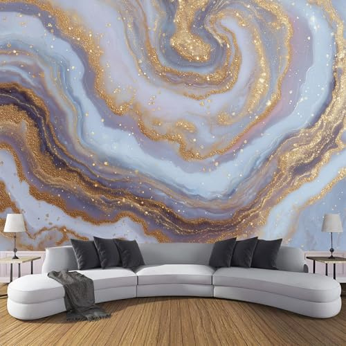 DACRWEKZ Carta da ParatiPlatino, Motivo Vortice di metallo Astratto lussuoso, Ideale per Camera, Soggiorno o Parete Principale - 150 x 105 cm